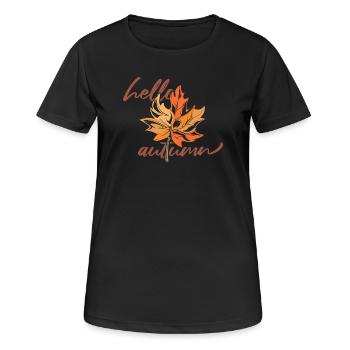ahorn blatt mapleleaf herbst autumn - Frauen T-Shirt atmungsaktiv - Schwarz - Vorne - AI Model Female 172 light (172cm)