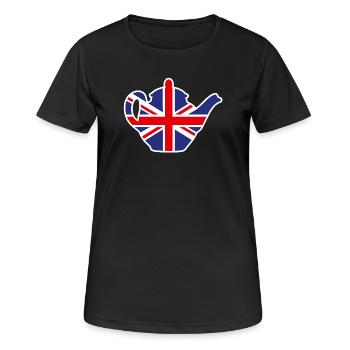 British United Kingdom teapot Union Jack - Women's Breathable T-Shirt - black - Front - AI Model Female 172 light (172cm)