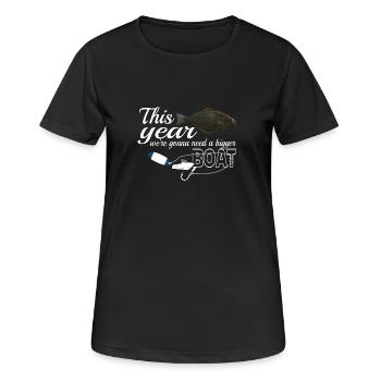 Pêcheur flétan en Norvège / Island bigger boat - T-shirt respirant Femme - noir - Devant - AI Model Female 172 light (172cm)
