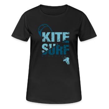 KITE SURF 3 - T-shirt respirant Femme - noir - Devant - AI Model Female 172 light (172cm)