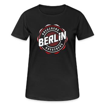 Berlin Kreuzberg - Frauen T-Shirt atmungsaktiv - Schwarz - Vorne - AI Model Female 172 light (172cm)