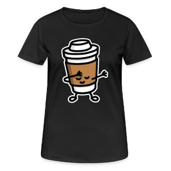 Dab / dabbing cardboard coffee cup - T-shirt respirant Femme - noir - Devant - AI Model Female 172 light (172cm)