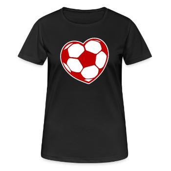 Ich Liebe Fussball Fussballfan Fussballer Herz - Frauen T-Shirt atmungsaktiv - Schwarz - Vorne - AI Model Female 172 light (172cm)
