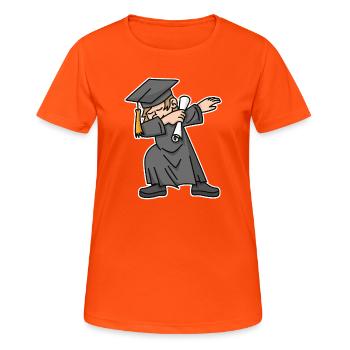 Boy student dab dabbing graduation school - Women's Breathable T-Shirt - neon orange - Front - AI Model Female 172 dark (172cm)
