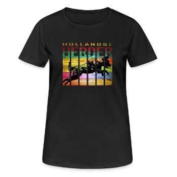 Hollandse Herder Rauhaar - Frauen T-Shirt atmungsaktiv - Schwarz - Vorne - AI Model Female 172 light (172cm)