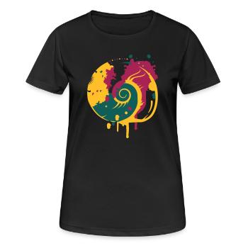 Graffiti einer Fossilen Schnecke - Frauen T-Shirt atmungsaktiv - Schwarz - Vorne - AI Model Female 172 light (172cm)