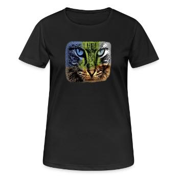Colorful cat face, individualistic - Women's Breathable T-Shirt - black - Front - AI Model Female 172 light (172cm)