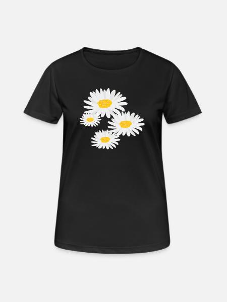 Blume Gänseblümchen - Frauen T-Shirt atmungsaktiv - Schwarz