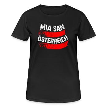 Mia san wir sind Österreich - Frauen T-Shirt atmungsaktiv - Schwarz - Vorne - AI Model Female 172 light (172cm)