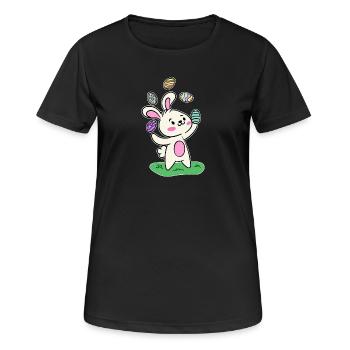 Lapin de Pâques Lapin de Pâques Oeufs de Pâques Joyeuses Pâques - T-shirt respirant Femme - noir - Devant - AI Model Female 172 light (172cm)