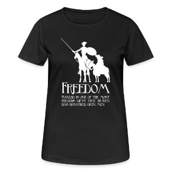 Freedom, Sancho (sombre) - T-shirt respirant Femme - noir - Devant - AI Model Female 172 light (172cm)