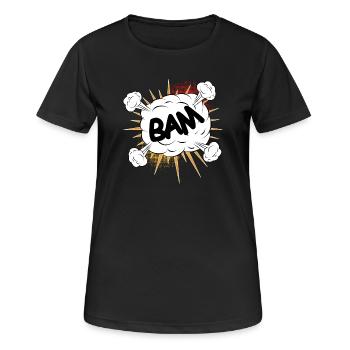 Bam comic fight cloud pour vos propres textes et motifs - T-shirt respirant Femme - noir - Devant - AI Model Female 172 light (172cm)