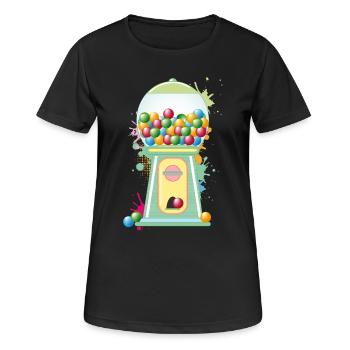 nostalgischer Retro Kaugummi Automat-Graffiti Stil - Frauen T-Shirt atmungsaktiv - Schwarz - Vorne - AI Model Female 172 light (172cm)