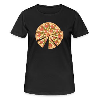 Pizza mit Salami,Paprika,Champignons und Käse - Frauen T-Shirt atmungsaktiv - Schwarz - Vorne - AI Model Female 172 light (172cm)