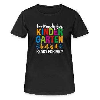 École maternelle - T-shirt respirant Femme - noir - Devant - AI Model Female 172 light (172cm)