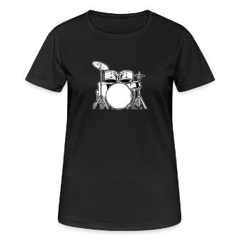 Batterie Batteur - T-shirt respirant Femme - noir - Devant - AI Model Female 172 light (172cm)