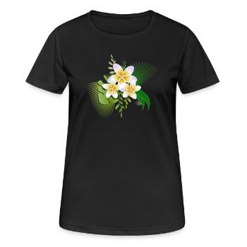 Flowers of the frangipani a tropical gem - Women's Breathable T-Shirt - black - Front - AI Model Female 172 light (172cm)