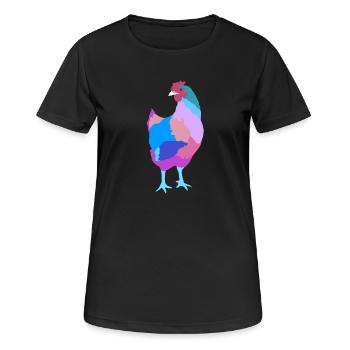 Huhn Henne - Frauen T-Shirt atmungsaktiv - Schwarz - Vorne - AI Model Female 172 light (172cm)