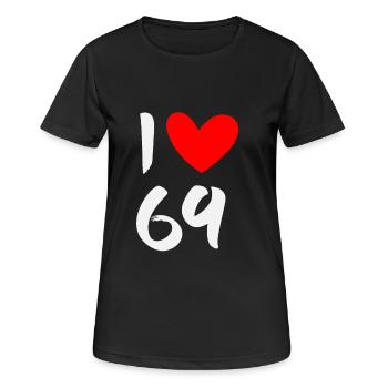 J'aime 69 - T-shirt respirant Femme - noir - Devant - AI Model Female 172 light (172cm)