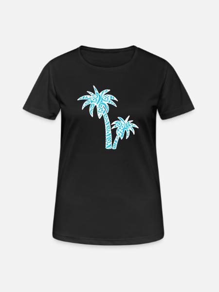 Tropic Wave Abstract Palm Design - Women's Breathable T-Shirt - black