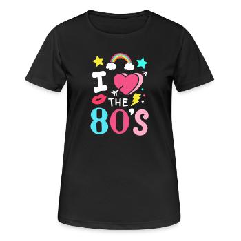 80er Jahre Achtziger Party Musik - Frauen T-Shirt atmungsaktiv - Schwarz - Vorne - AI Model Female 172 light (172cm)