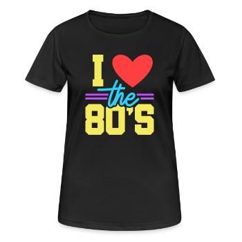 80er Achtziger - Frauen T-Shirt atmungsaktiv - Schwarz - Vorne - AI Model Female 172 light (172cm)