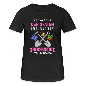 Reichet mir den Spaten Königin Gärtnern Spruch - Frauen T-Shirt atmungsaktiv - Schwarz - Vorne - AI Model Female 172 light (172cm)