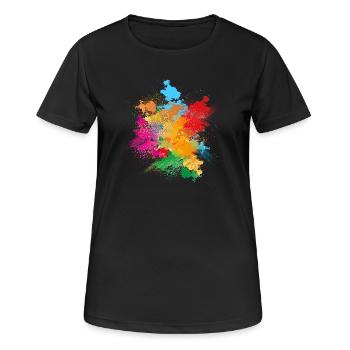 Color powder explosion of colored color powder - Women's Breathable T-Shirt - black - Front - AI Model Female 172 light (172cm)