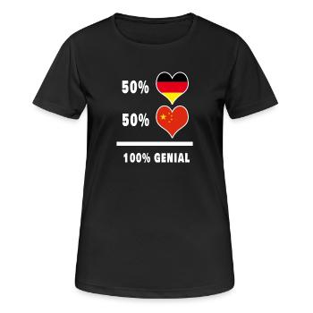 Deutschland und China Genial / Geschenk - Frauen T-Shirt atmungsaktiv - Schwarz - Vorne - AI Model Female 172 light (172cm)