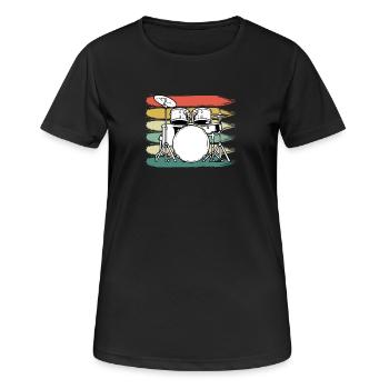 Schlagzeug Schlagzeuger - Frauen T-Shirt atmungsaktiv - Schwarz - Vorne - AI Model Female 172 light (172cm)