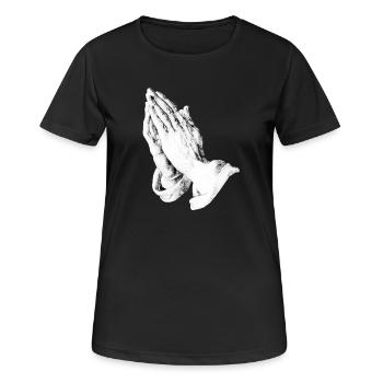 Praying hands | Mains en prière | Albrecht Dürer - T-shirt respirant Femme - noir - Devant - AI Model Female 172 light (172cm)