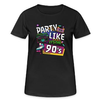 90iger Neunziger Jahrgang - Frauen T-Shirt atmungsaktiv - Schwarz - Vorne - AI Model Female 172 light (172cm)