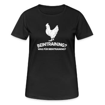 Beintraining Muskelaufbau Fitnessstudio Spruch Gym - Frauen T-Shirt atmungsaktiv - Schwarz - Vorne - AI Model Female 172 light (172cm)
