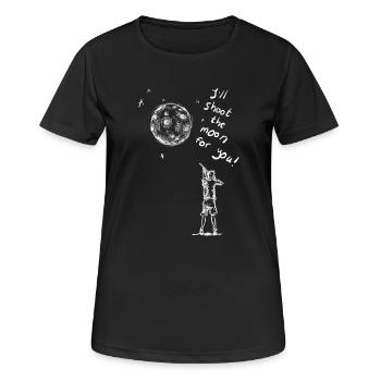 Ich werde den Mond schießen (weiß) - Frauen T-Shirt atmungsaktiv - Schwarz - Vorne - AI Model Female 172 light (172cm)