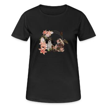 Steampunk, puppy and squirrel with hat - Women's Breathable T-Shirt - black - Front - AI Model Female 172 light (172cm)