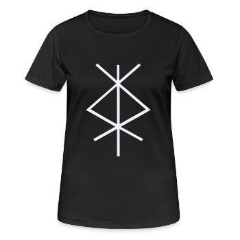 Protection Runes Isa Inguz Algiz - T-shirt respirant Femme - noir - Devant - AI Model Female 172 light (172cm)