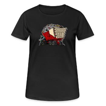 0956 Wagen RUIN - Frauen T-Shirt atmungsaktiv - Schwarz - Vorne - AI Model Female 172 light (172cm)