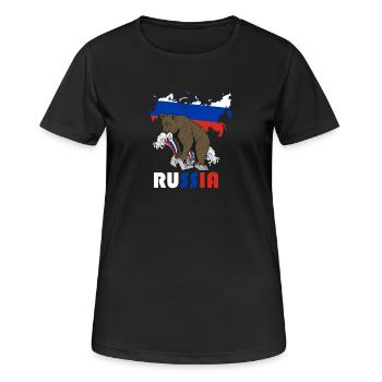 Russland Bär Design mit Landkarte und Flagge - Frauen T-Shirt atmungsaktiv - Schwarz - Vorne - AI Model Female 172 light (172cm)