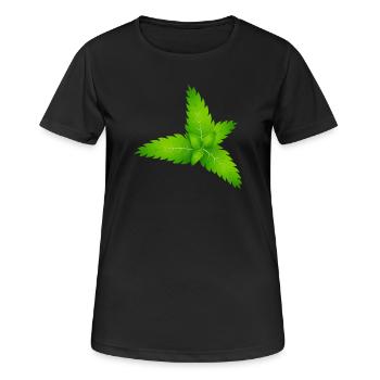 feuilles de menthe fraîche juteuse verte - T-shirt respirant Femme - noir - Devant - AI Model Female 172 light (172cm)