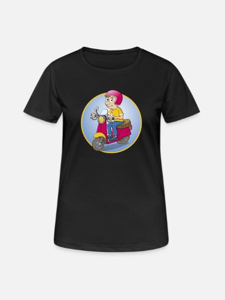 Der Rollerfahrer - Version1 - Frauen T-Shirt atmungsaktiv - Schwarz