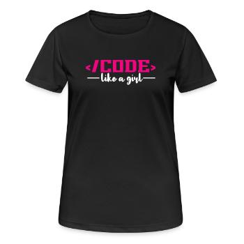 Codierung Programmierung Informatik - Frauen T-Shirt atmungsaktiv - Schwarz - Vorne - AI Model Female 172 light (172cm)