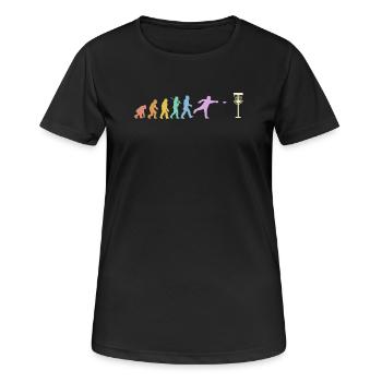 Disc Golf Evolution Disc Golf Disc Golfer - Women's Breathable T-Shirt - black - Front - AI Model Female 172 light (172cm)