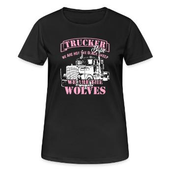 Stolze LKW Fahrerin Trucker Babe Brummi Lastwagen - Frauen T-Shirt atmungsaktiv - Schwarz - Vorne - AI Model Female 172 light (172cm)
