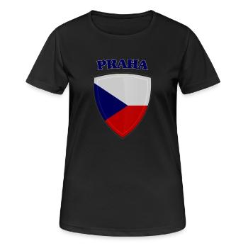 Prag - Frauen T-Shirt atmungsaktiv - Schwarz - Vorne - AI Model Female 172 light (172cm)