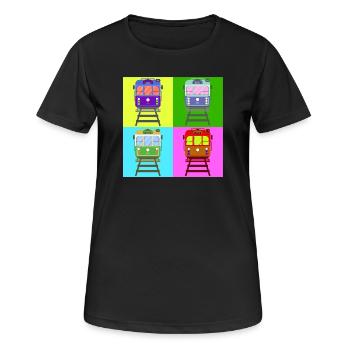 Tramway, pop art tram - T-shirt respirant Femme - noir - Devant - AI Model Female 172 light (172cm)