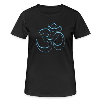 Cooles Buddhismus Om-Zeichen blau durchsicht - Frauen T-Shirt atmungsaktiv - Schwarz - Vorne - AI Model Female 172 light (172cm)