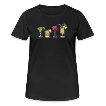 Cocktails long drinks boire ivre fête - T-shirt respirant Femme - noir - Devant - AI Model Female 172 light (172cm)