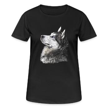 Husky - Frauen T-Shirt atmungsaktiv - Schwarz - Vorne - AI Model Female 172 light (172cm)