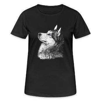 Husky - Frauen T-Shirt atmungsaktiv - Schwarz - Vorne - AI Model Female 172 light (172cm)
