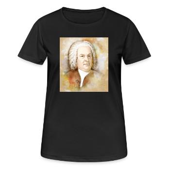 Johann Sebastian Bach im Aquarell Stil - Frauen T-Shirt atmungsaktiv - Schwarz - Vorne - AI Model Female 172 light (172cm)